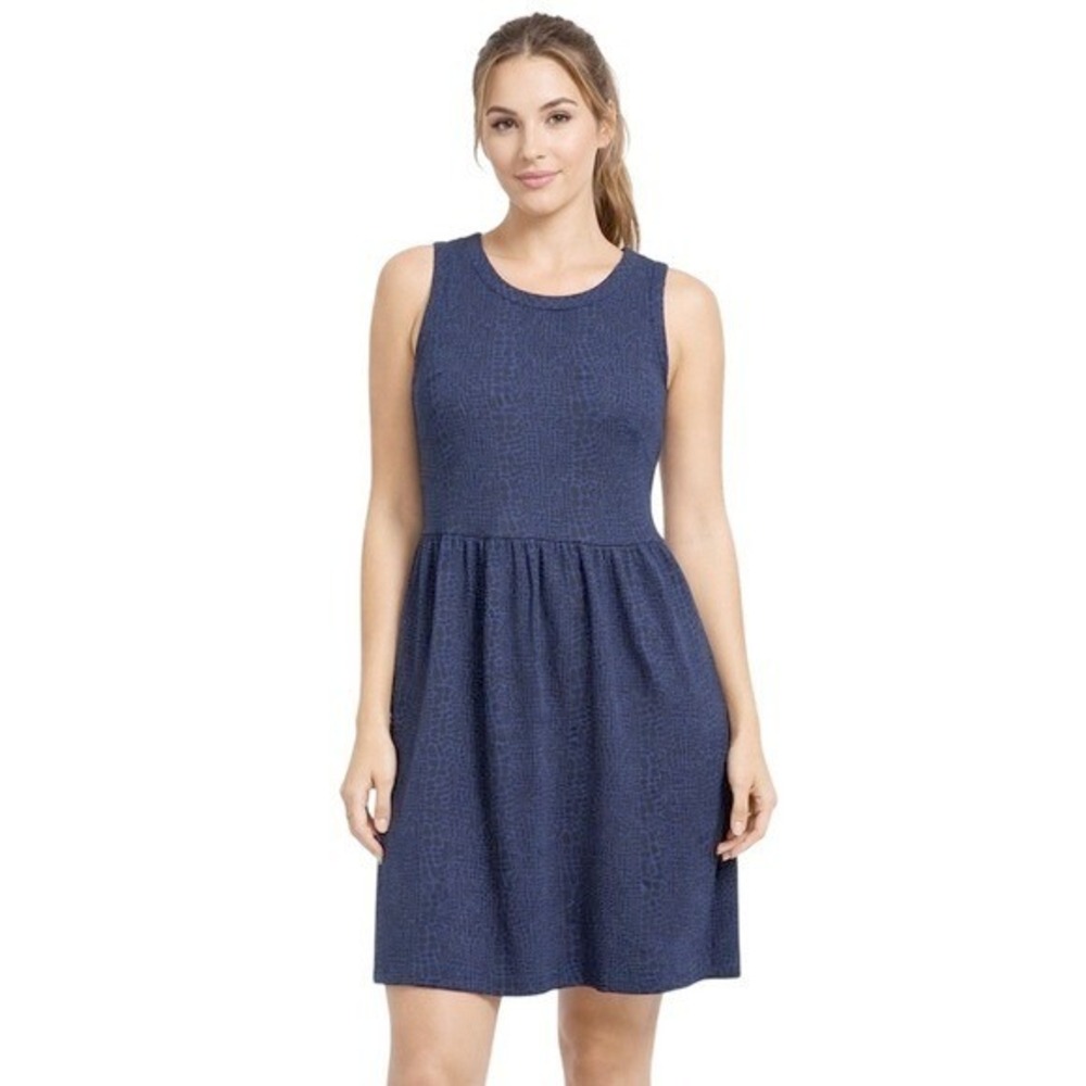 LOFT Petite Navy Blue Textured Sleeveless A-Line Dress 4P‎ animal print